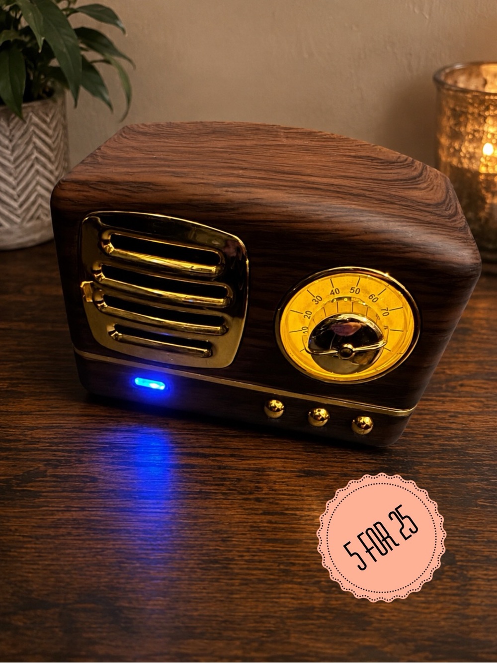Vintage Style Bluetooth Speaker Retro Radio USB AUX TF Card HM11
